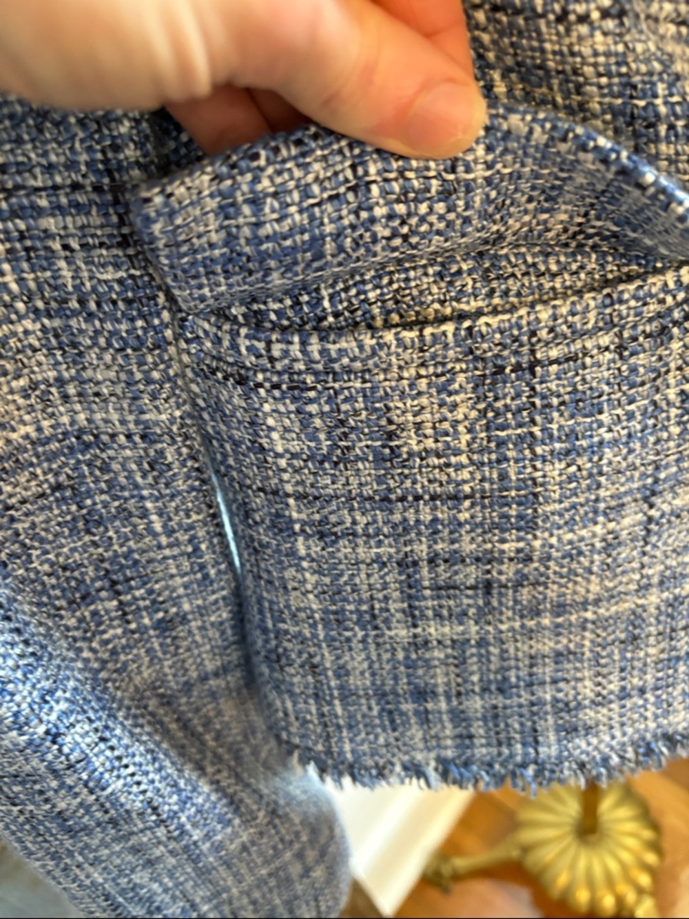 Maeve for Anthropologie Blue Tweed Pearl-Button Cropped Jacket - Picture 4 of 7
